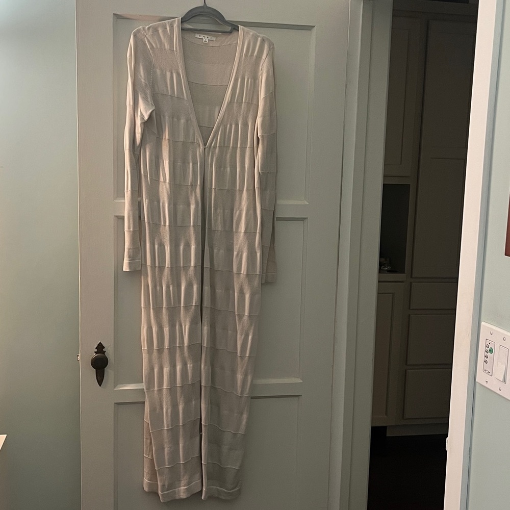 CAbi Grey/Open-Front Long Knit Cardigan